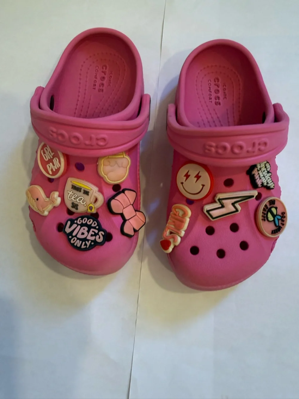 CROCS Kids Pink Clog with Colorful Jibbitz Charms